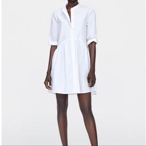 Zara White Shirt Dress - Poplin Style